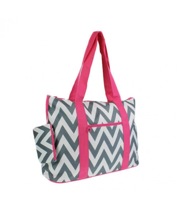 Grey Chevron Tote Bag X Large Pink Cf Mj S