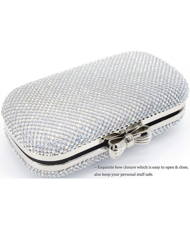 Women Evening Bag Rhinestone Crystal Clutch Purse With Bow Closure - Ab 