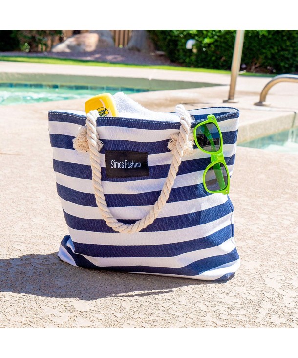 Beach Tote- Large Canvas Bag wt Zipper- Summer Travel Totes for Women ...
