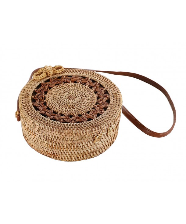 LE Round Woven Ata Rattan Bag with Bow Clasp (style 3-flower rattan bag ...