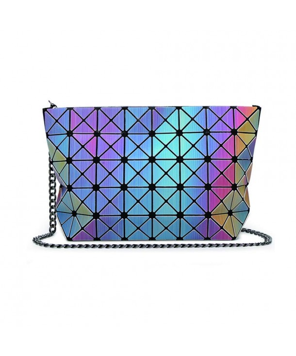 Women Rainbow Geometric Diamond Lattice Plaid Shoulder Bag Handbag ...