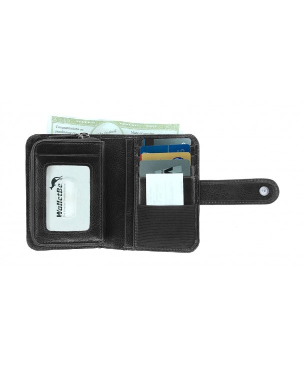 Women's Leather Billfold Accordion Rfid Wallet With Coin Purse - Black 