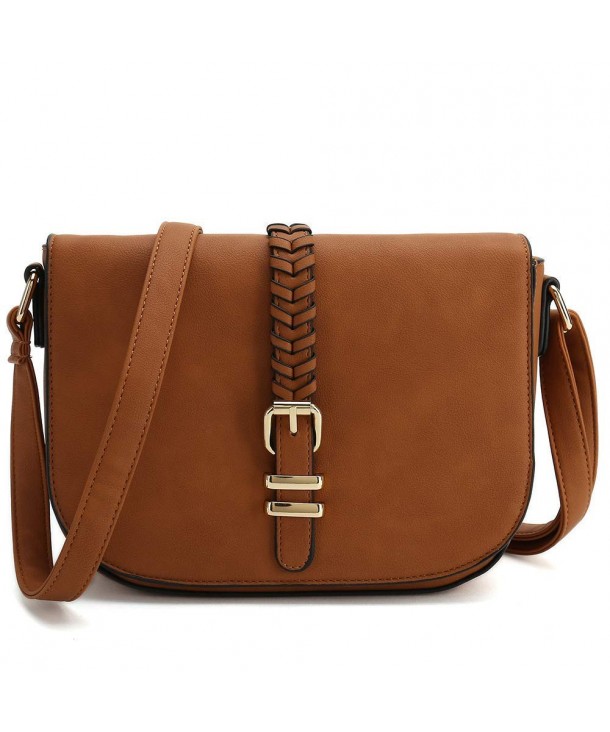 Casual Small Crossbody Saddle Bags for Women Shoulder Purse Designer Handbags - Brown - CB18EEDQYO0