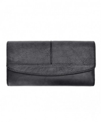 Women's Large Capacity Leather Clutch Wallet With Zipper Pocket - Grey ...