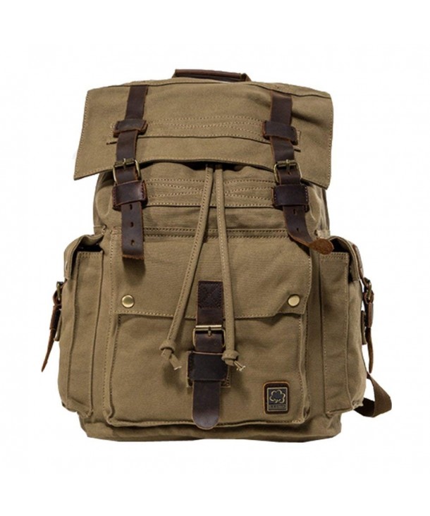 Backpack MenLeather Rucksack Knapsack - Green - C418E22EHAG