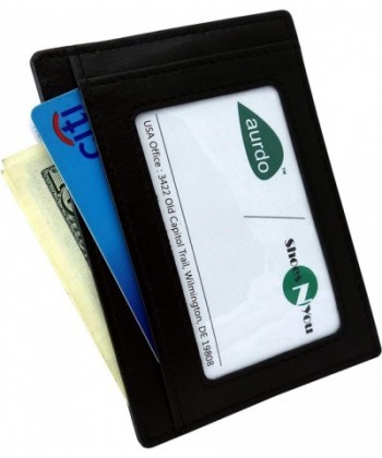 Leather Slim Wallet- Minimalist Front Pocket RFID Blocking Card Holder ...