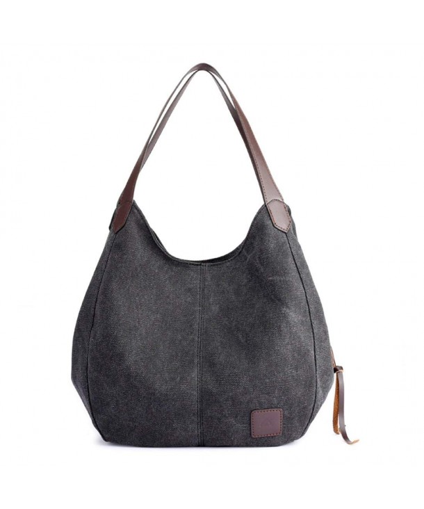 Women's Canvas Multi-pocket Casual Shoulder Shopping Handbags Totes ...