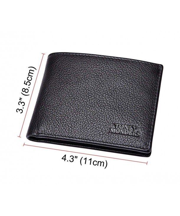 RFID Blocking Men's Full Grain Leather Wallet Bifold Slim Front Pocket ...