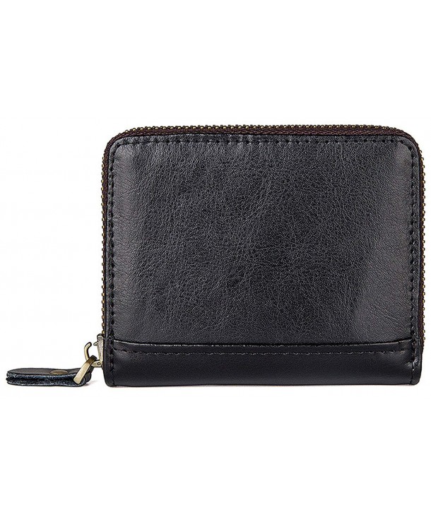 Men's RFID Block Genuine Leather Secure Credit Card Holder Zip Wallet w ...