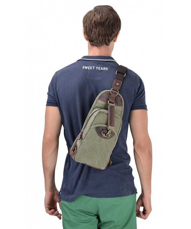 Canvas Sling Bag - Chest Pack Shoulder Backpack - Army Green - CJ11BUOACQN