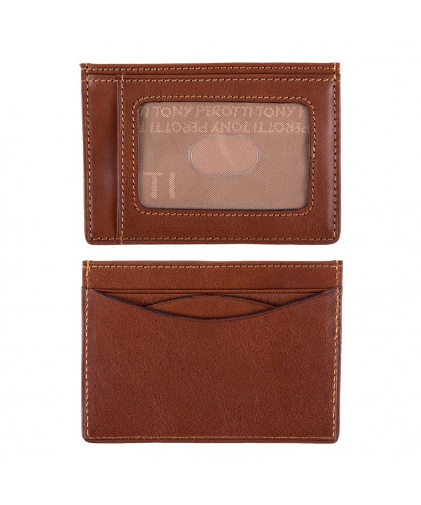 Italian Leather Slim Front Pocket Wallet With Id Window - Cognac ...