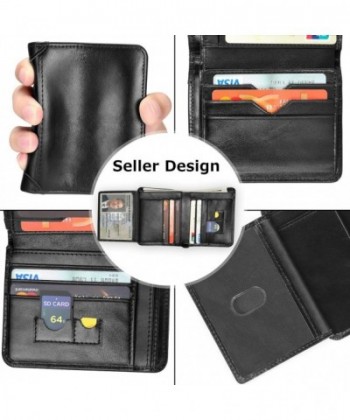 Mens Leather Wallets- Men Genuine Leather RFID Blocking Trifold Wallet ...