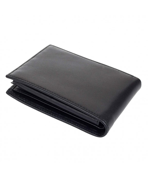 RFID Blocking Cowhide Leather Wallet For Men With Flip Up ID Window ...