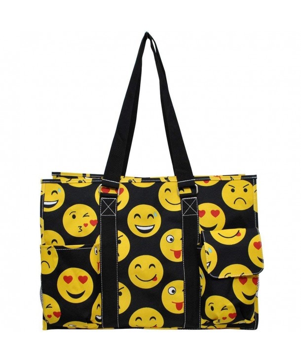 Ngil Themed Prints Large Zippered Caddy Organizer Tote Bag - Emoji 