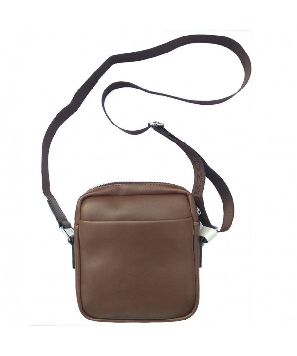 Men's Leather Bag Small Messenger Bag Business Shoulder Bag - Khaki ...
