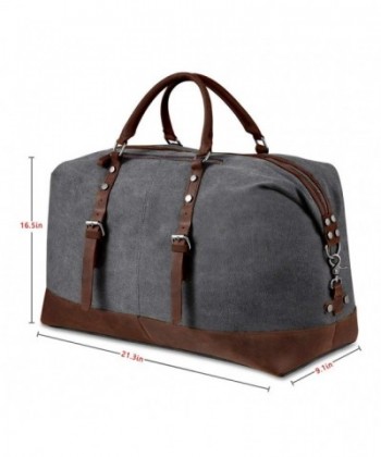 Canvas Overnight Bag Travel Duffel Genuine Leather for Men and Women ...