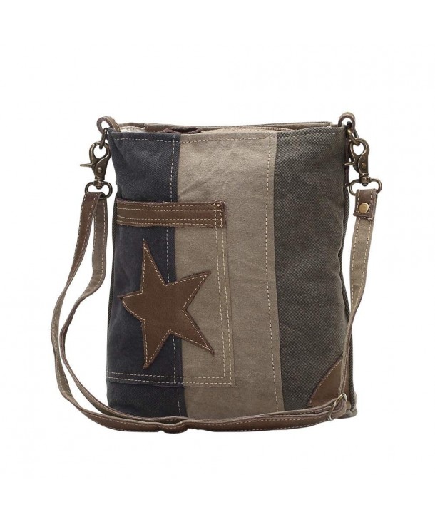 Star On Denim Upcycled Canvas Shoulder Bag S-0950 - C2189SDZXIA