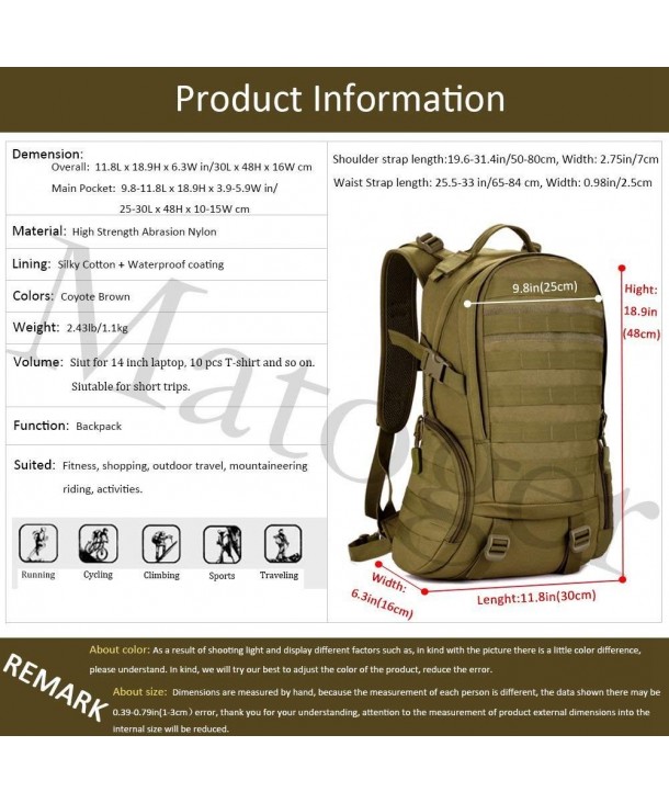 Tactical Military Backpack Waterproof - Brown - CW182AH7HU4