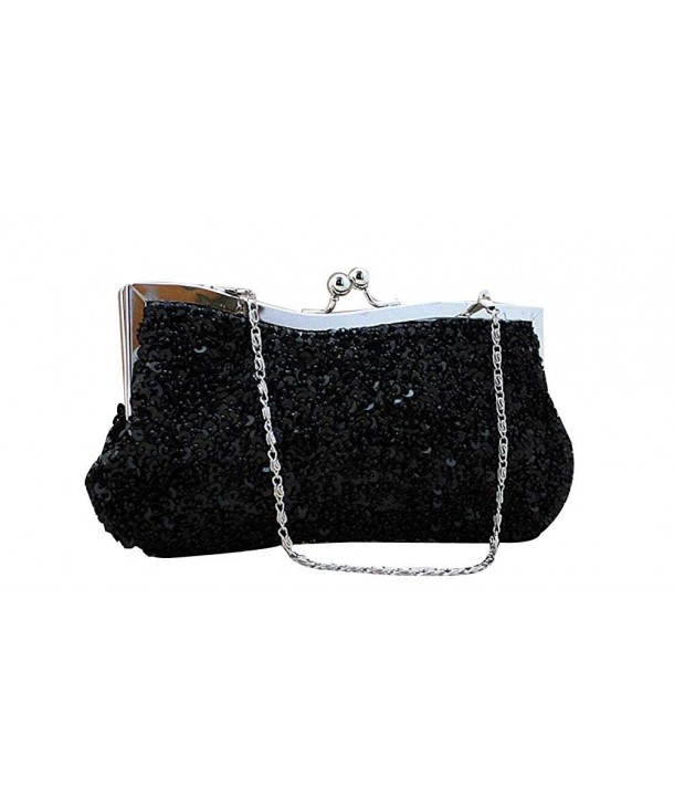 Sequined Baguette Handbags Detachable - Black - CM11XRD5XY7