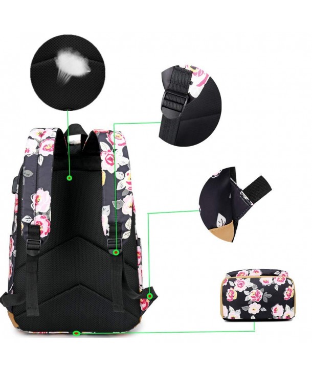 Cute floral backpack canvas backpack school bookbag travel rucksack for ...