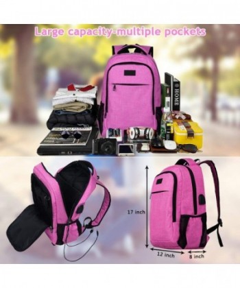 Backpack Water Resistant Charging Headphone Connector - Pink - C018GDUW85O
