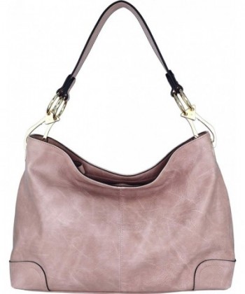 Large Hobo Shoulder Bag with Snap Hook Hardware - Blush - CW18H3SN2C5