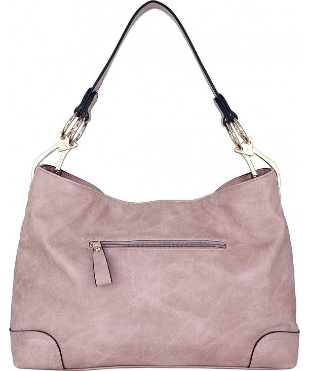 Large Hobo Shoulder Bag with Snap Hook Hardware - Blush - CW18H3SN2C5