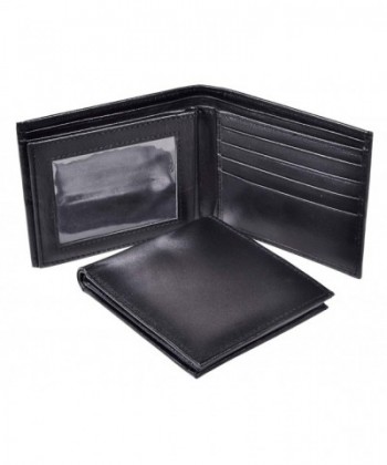 Men's Genuine Leather Extra Capacity Center Flip ID Window Bifold ...