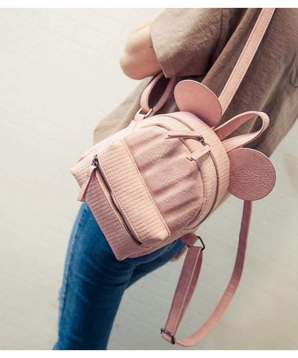 Big Ear Cartoon Cute Girl MINI Bag Sweet Student Backpack(Pink) - Pink ...