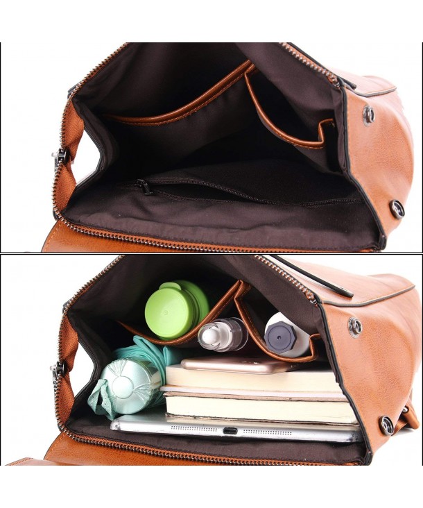 Genuine Leather Backpack Shoulder - Brown - C518E9SHR20