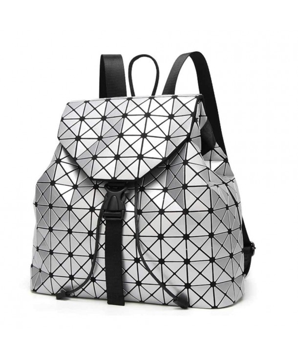 Geometric Lingge Laser Women Backpack Travel Shoulder Bag(Silver ...