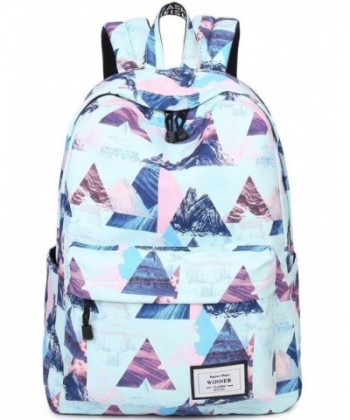 Resistant Backpack Geometry Bookbag Rucksack - Light Blue - CR123HTDMI9
