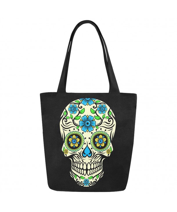 Floral Sugar Skull Canvas Tote Bag Shoulder Handbag for Women Girls ...