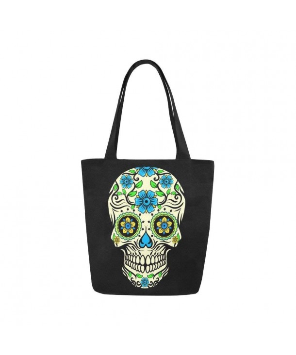 Floral Sugar Skull Canvas Tote Bag Shoulder Handbag for Women Girls ...