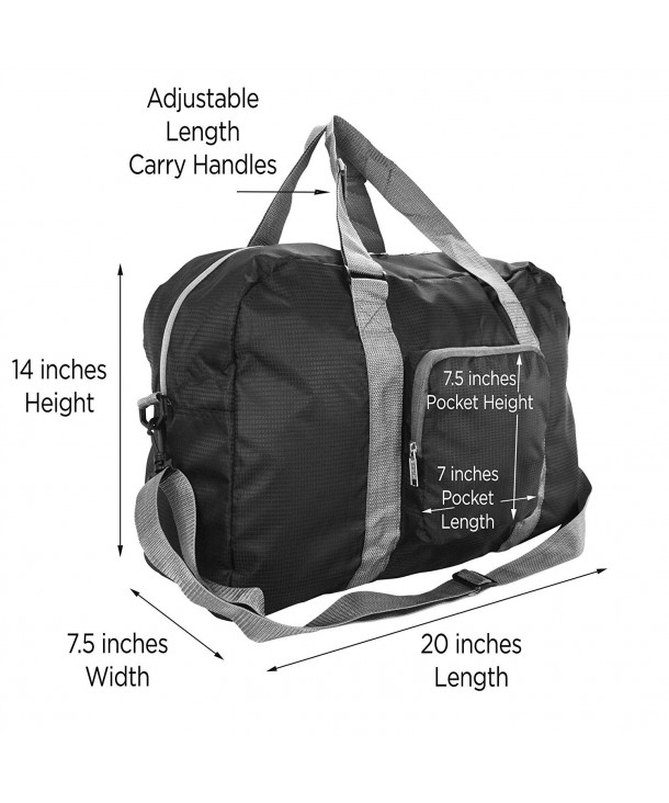 Foldable Travel Bag Packable Duffle Duffel Bag Carry On Black - Black ...