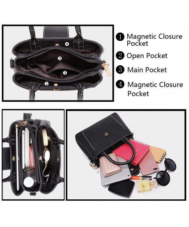 Satchel Handbags for Women Purses Shoulder Top Handle Bags - Black ...