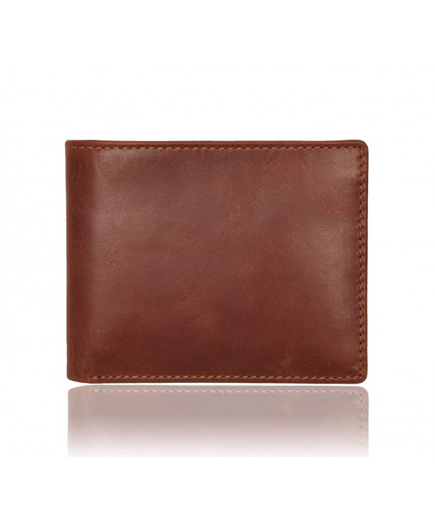 Men's Vintage Leather Slim Bi Fold Wallet with RFID Protection 4.5 x 3. ...