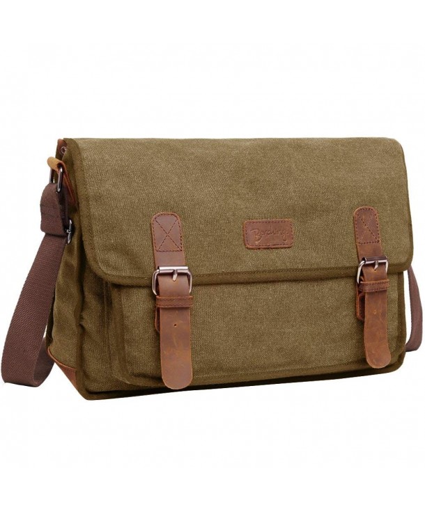 Men Messenger Bag Laptop Satchel Vintage Shoulder Leather Military ...