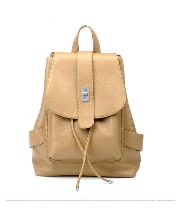 Hot Style Soft PU Material LeatherCasual Backpack (Khaki) - CP11FNF8I7L