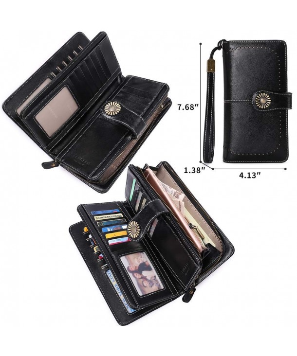 Elegant Wallets Capacity Leather Trifold - Black (24 Card Slots ...
